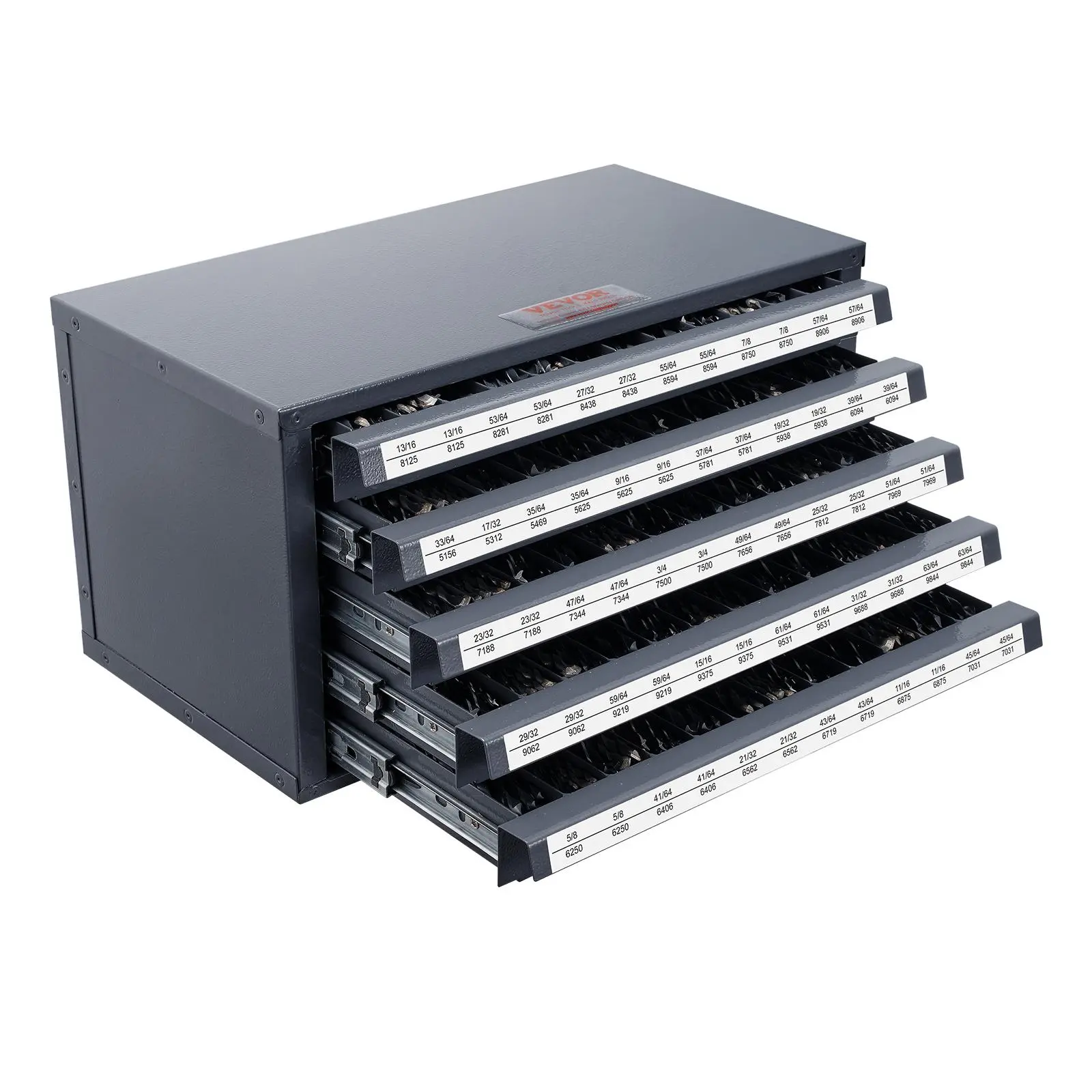 【Summerfinds】VEVOR Drill Bit Dispenser Cabinet, Five-Drawer Drill Bit Organizer Cabinet for 33/64" to 63/64" Steel Drill Dispenser Organizer Cabinet with Labels, Stackable Drill Dispenser for Drill Bit Storage