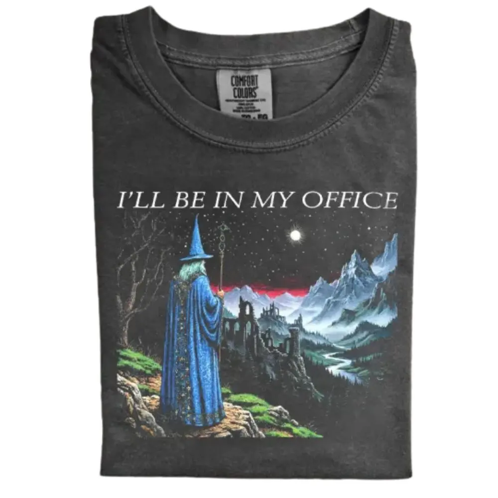 The I'll Be In My Office T-shirt, Vintage Mountain Castle Shirt, Magical Wizard Comfort Colors Shirt, Gift for Men, Gift for Women, Crew Neck T-shirt, Trending T-shirt