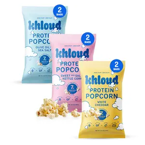 Khloud Protein Popcorn Variety Pack Snack 6 Pack Olive Oil Sea Salt Sweet Salty Kettle Corn White Cheddar - 7g Protein Per Serving, Khloe Kardashian's Popcorn