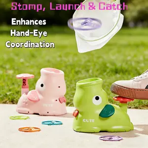 8 colorful discs included. Pink elephant disc launcher, kids 3+. Tough ABS, durable. Battery-free for backyard & park play. Ideal Christmas New Year gift for kids.