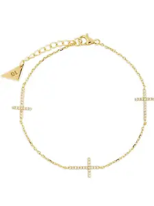 Sterling Silver Delicate CZ Cross Bracelet