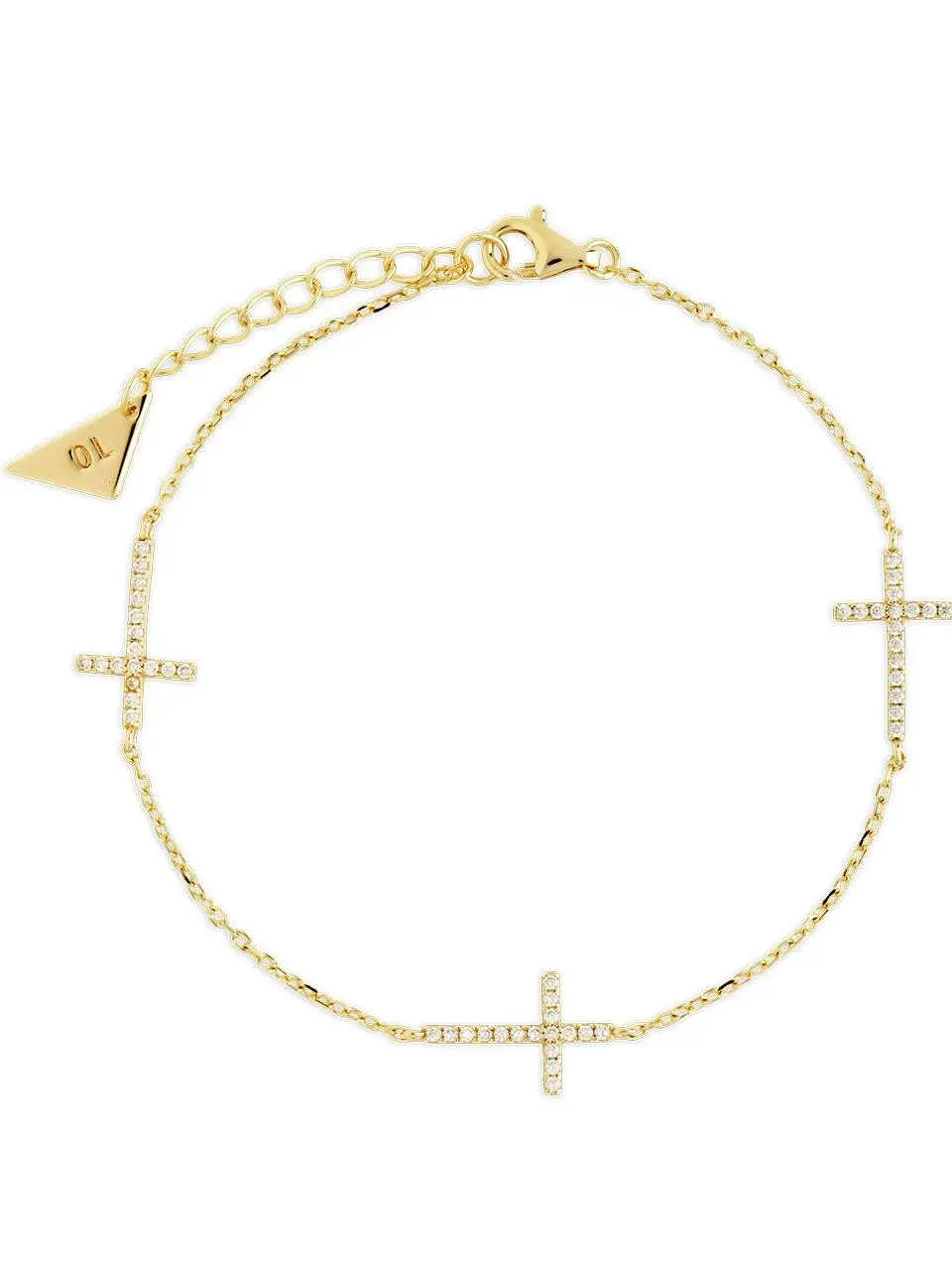 Sterling Silver Delicate CZ Cross Bracelet