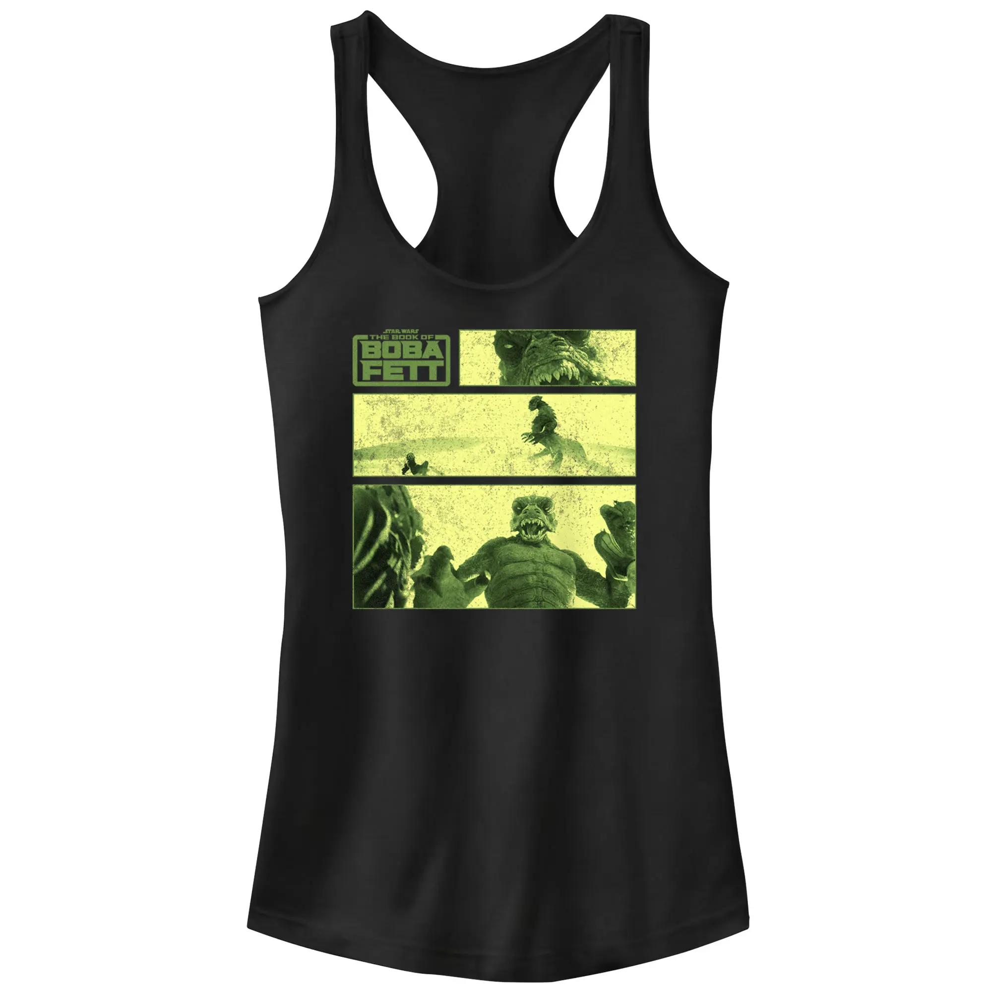 Juniors Womens Star Wars: The Book of Boba Fett Sand Creature Panel Racerback Tank Top