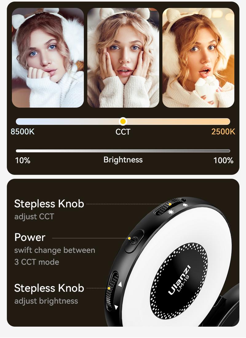 Ulanzi Magnetic Selfie Light LM19, LED Fill Light Compatible with Magsafe, LED Selfie Ring Light Ulanzi Magnetic Selfie Light LM19, LED Fill Light Compatible with Magsafe, LED Selfie Ring Light