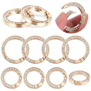 8Pcs Rhinestone Spring O Rings 1inch/1.3inch Round Carabiner Clip, Bling Key Ring Clip, Luxurious Diamond Keychain Ring for Women Crafts DIY Jewelery Making Accessories (2 Size)