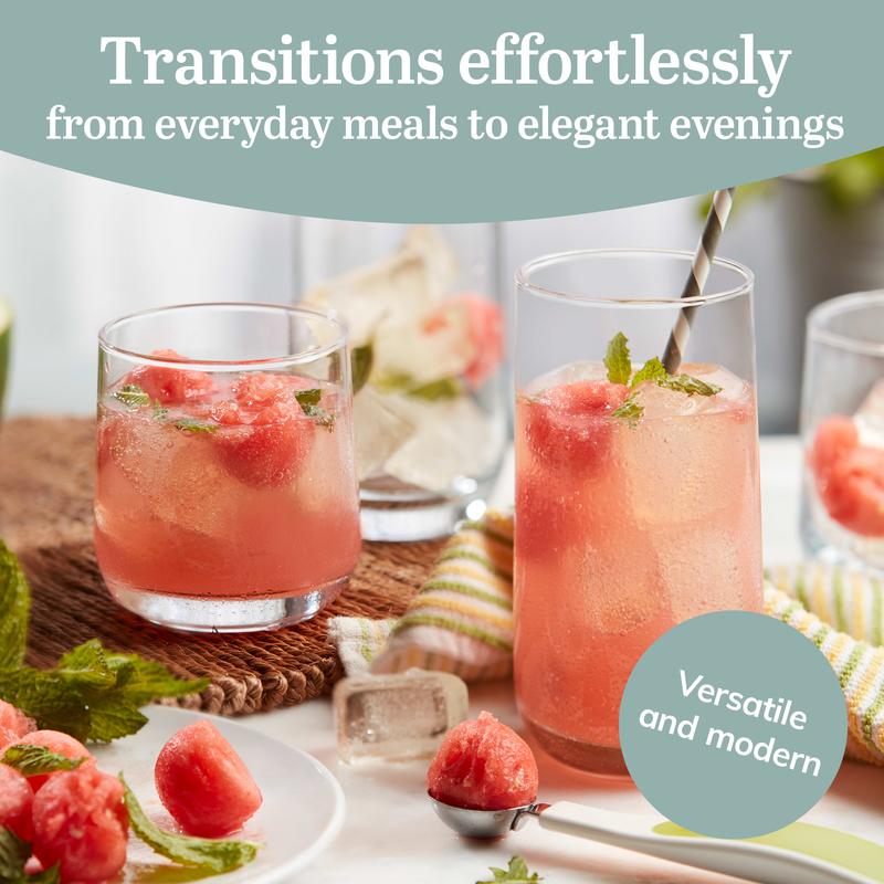 Libbey Ascent Tumbler and Rocks Glass Set, Drinking Glasses Set of 16 with Elegant Curvature, Dishwasher Safe, Durable Drinking Glasses, Versatile Glassware Set for Any Occasion