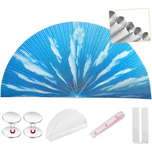 Arch Window Shades Half Circle Blackout Cellular Shades Cordless Pleated Fabric Blind No Drill Blinds for Windows Half Moon Honeycomb Fabric Easy Install (Blue Sky 36"X72")