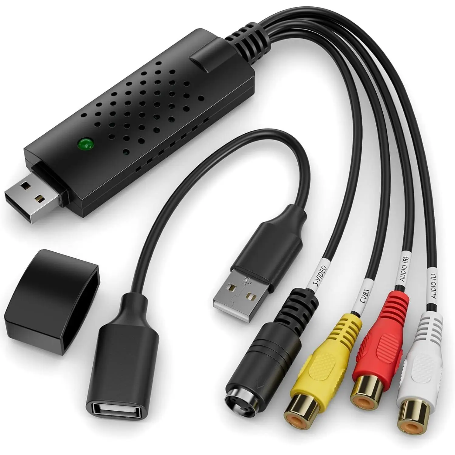 Video Capture Card, RCA to USB Video Capture Device, USB 2.0 VHS to Digital Converter, VCR to Video Converter, Convert VCR to Digital from VCR VHS Mini DV Hi8 DVD for MAC/PC