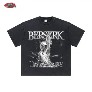 Berserk Griffith Beherit Anime Graphic Short-Sleeve Cotton Unisex Retro Wash T-Shirt, Thick Oversized Ribbed Casual Men's Top SummerVibes