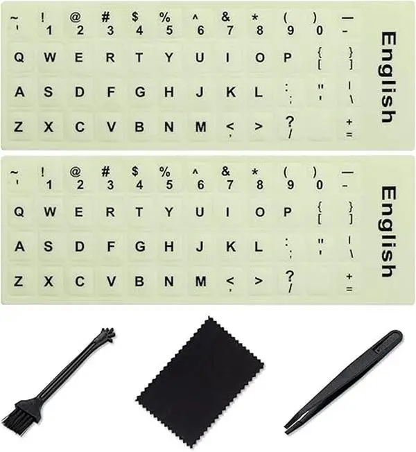English Keyboard Sticker Glow in The Dark [5 in 1],Luminous Replacement English Letter Keyboard Sticker Universal for Laptop Computer Notebook Desktop,Luminescent Alphabet Keyboard Sticker