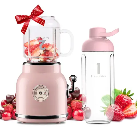 Personal Smoothie Blender - Multipurpose Kitchen Food & Drink Mixer for Shakes, Milk & Juicing, Household Appliance with 6 Sharp Blades, 21oz Travel Cup, Lids, Pink, Blenders For Smoothies, Drink Mixer Blender