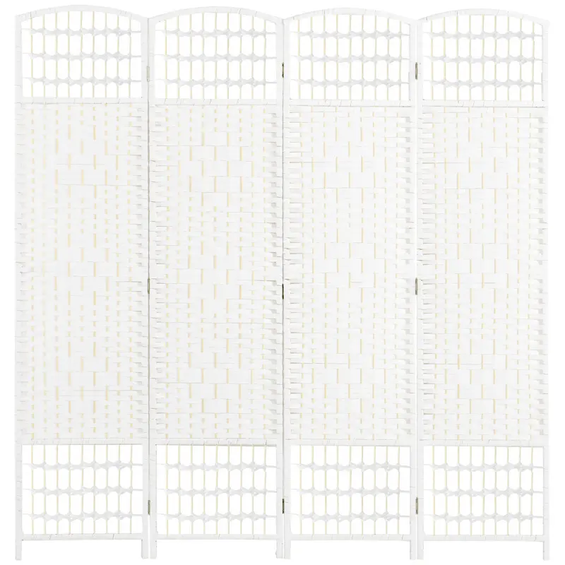 4 Panel Room Divider, Folding Privacy Screen, 5.6' Room Separator, Wave Fiber Freestanding Partition Wall Divider for Rooms, Home, Office, White(Using high-quality and premium materials)