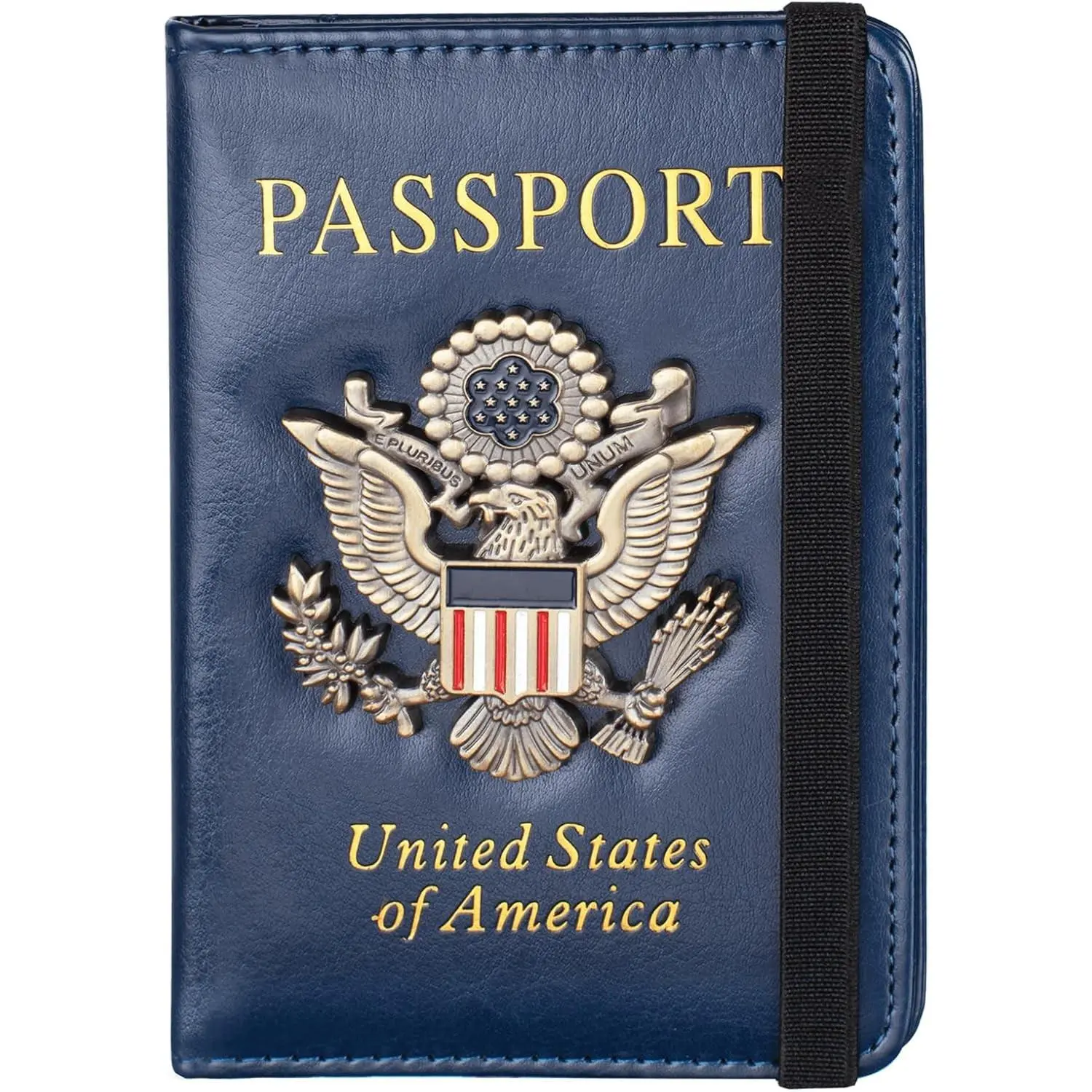 Passport Holder and Card Slot Combo RFID Blocking Leather Travel Passport Wallet for Men and Women US Passport Cover, Blue
