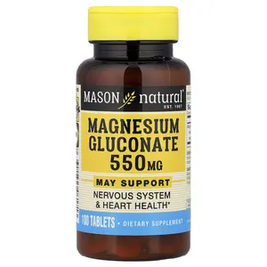 Mason Natural Magnesium Gluconate, 550 mg, 100 Tablets
