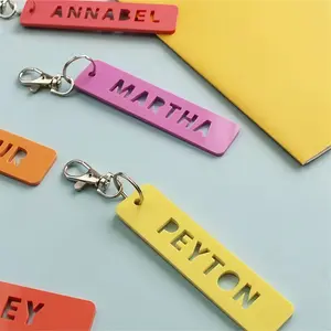 Custom Personalized Name Colorful Acrylic Backpack Pendant Nameplate Keychain for Women Man Students Hollow Out Pendant Keyring
