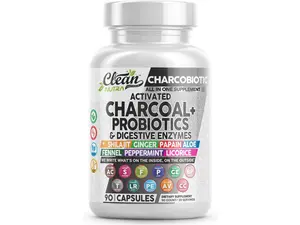 Clean Nutra Activated Charcoal Probiotics & Digestive Enzymes with Shilajit, Ginger, Papain, Aloe, Fennel & More for Digestive Health Supplement Capsules – CharcoBiotic