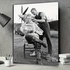 Vintage Pilot Haircut Wall Art, Unframed 30x40 Cm Photo Print, Retro Barber Shop Decor, Suitable for Men's Lounge Living Room Dining Room Study, Vintage Prints