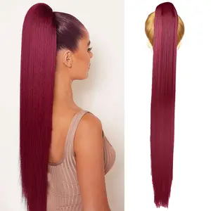 VOSILK Ponytail Extension 30 Inch Long Straight Claw Clip Ponytail Hair Extension Synthetic Hairpiece for Women for Daily Use