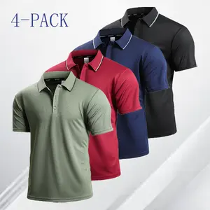 4-Pack Men’s Polo Shirts, Quick-Dry Breathable Mesh Golf Shirts, Moisture-Wicking Casual Short-Sleeve Polos, Suitable for Sports/Workplace