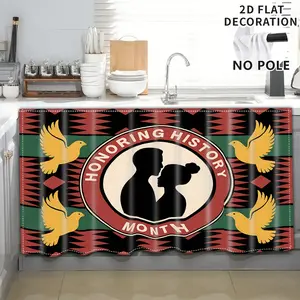 2D Flat Print 1pc,Honoring History Month with doves,Kitchen Utensil Print Curtain-Translucent Rod Pocket Design, Machine Washable Contemporary Art Decor for Kitchen,Living Room,Light Filtering Privacy,Light Filtering Drapes