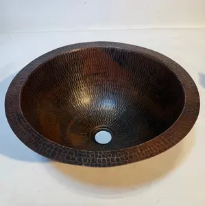 14" Handcrafted Round Bathroom Sink – Dark Brown (Final Sale)