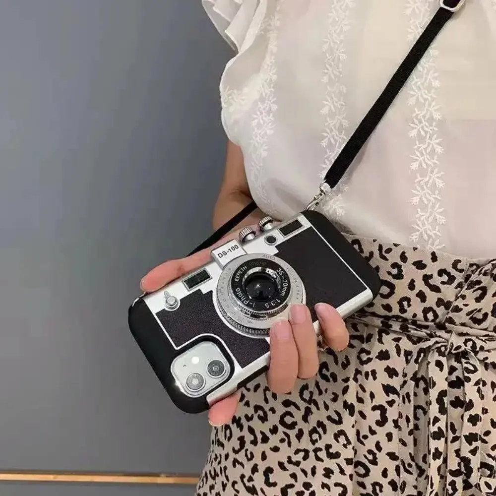 New Emily In Paris 3D Retro Camera Leather Case Protector Smartphone Shell for IPhone 11 12 13 14 15 16 17Pro Max 7 8 Plus IPone Accessories