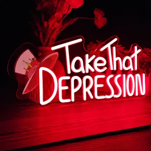 Take That Depression Neon Sign Fun Duck LED Wall Decor Aesthetic for Bedroom Game Room Living Room Mental Health Awareness Cool Gift for Teenagers Wall Art Night Light Home Decor