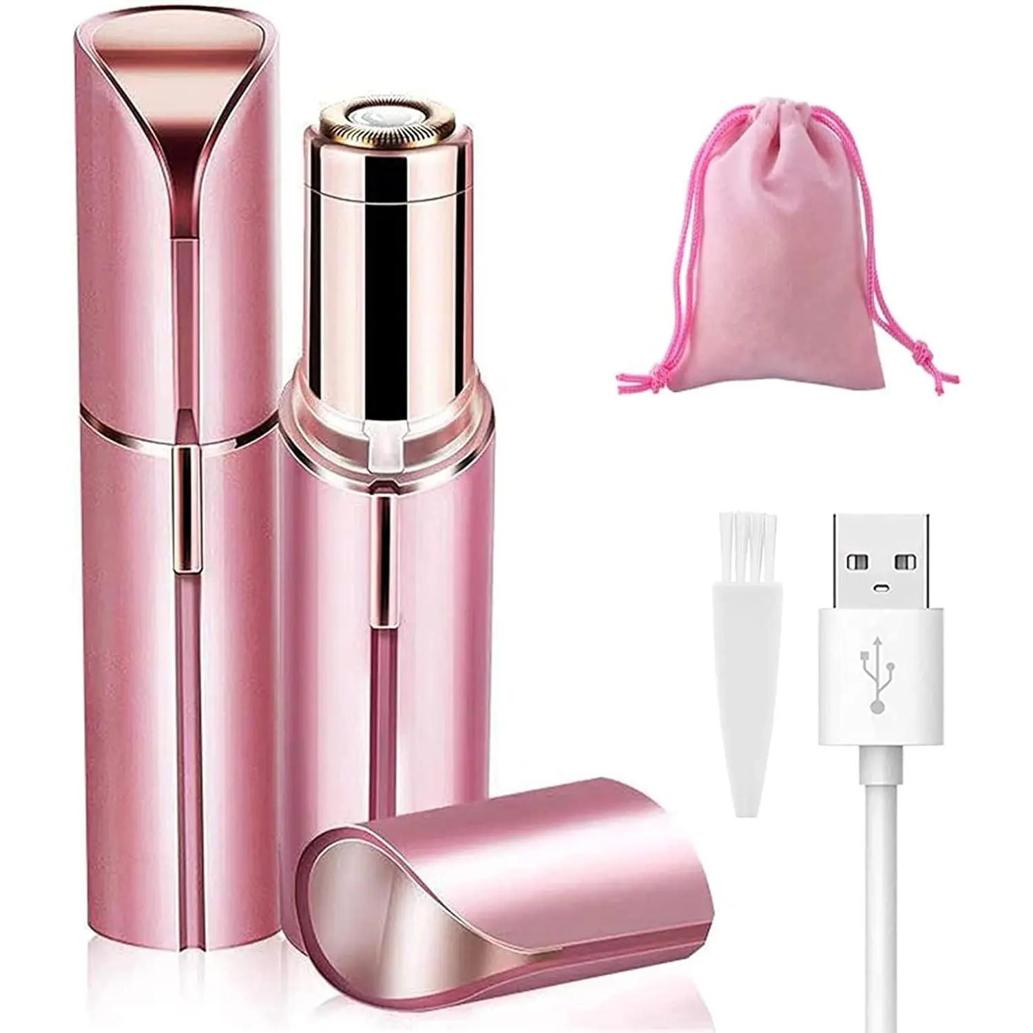 Women's Compact Electric Hair Remover Shaver - Mini, Portable, USB-Rechargeable Epilator for Lips, Chin (Pink), Usb Recharge, Mini Compact, S608