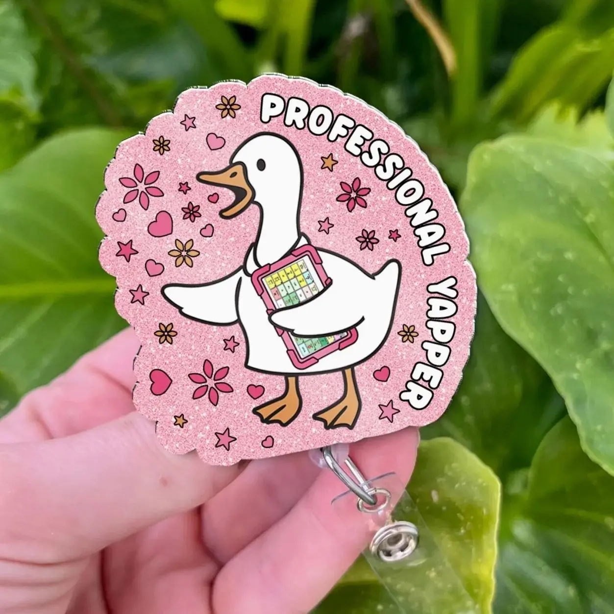 Speech Therapist Badge Reel | Professional Yapper Goose Badge Holder | Funny SLP Retractable ID Clip for Speech Language Pathologists Staff