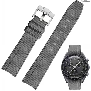2026 New Silicone Rubber Bands for Omega X Swatch Moonswatch Watch Strap 20mm Curved End Weave Style Premium Silicone Rubber Replacement Strap Women Men,for Omega Swatch Moonswatch Speedmaster