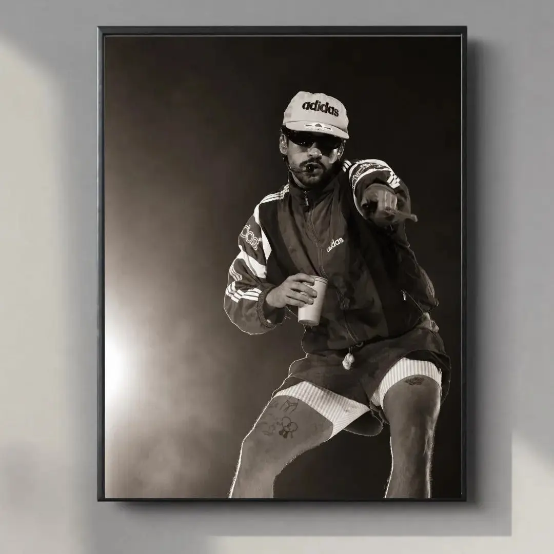 B@d Bu..nny Concert Print Monochrome Music Poster Urban Hip Hop Decor Unframed Poster