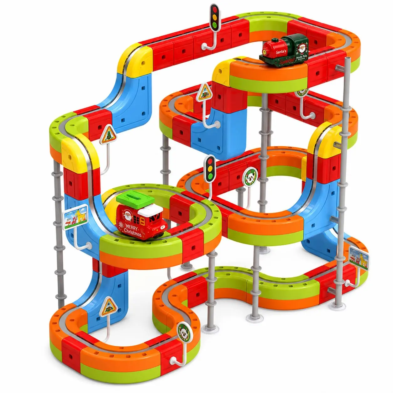 Electric Train Set, 130-Piece  3D Track blocks ,Track toys,Buliding block,Creatice DIY Construction set ,Gravity-defying, Birthday Gift  For Kids, Boosts Kid's Thinking and Hands-on Capabilities. Diy Playset Electronic Build Set Creative Building Block Bu