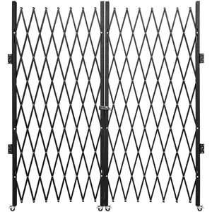 VEVOR Double Folding Security Gate,  , 5\' H x 10\' W Folding Door Gate, Steel Accordion Security Gate, Flexible Expanding Security Gate, 360° Rolling Barricade Gate, Scissor Gate or Door with Keys