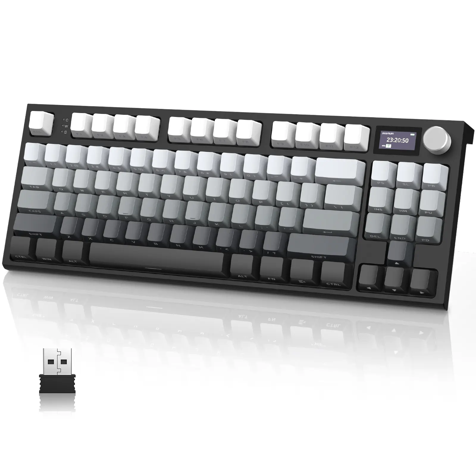 ATTACK SHARK K86 RGB 75% Wireless Gasket Mounted PC Gaming Keyboard - 3-Mode Bluetooth5.0/2.4G/USB-C Hot Swappable, EVA Foam, Color Changing Side Print Keycaps, 4000 mAh Rechargeable Battery, Knob&Display, Linear Creamy Switches by Summerwins