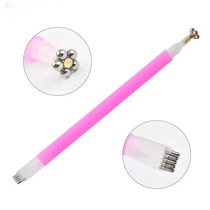 Flower and Stripe Effect Double Sided Magnet for cat eye nail design