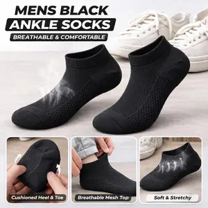 Soft, stretchy ankle socks — all-day comfort, non-slip arch support, breathable mesh fabric, suitable for the gym and casual wear