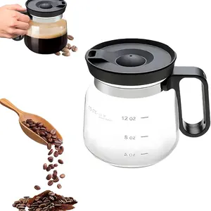 16 Oz Glass Coffee Mug in Coffee Pot Shape 4” Tall – Compact Carafe Design with Sip Lid | Fun Gift for Coffee Lovers | Cute, Compact Novelty Mug Small Size Cute Coffee Pot Shaped Coffee MugSize 4" Tall x 3.75" Wide