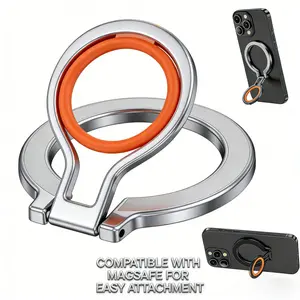 Magnetic Phone Ring Grip Holder with 360° Rotation, Folding Finger Ring with Loop, Compatible with iPhone and Samsung, Magnetic Phone Stand