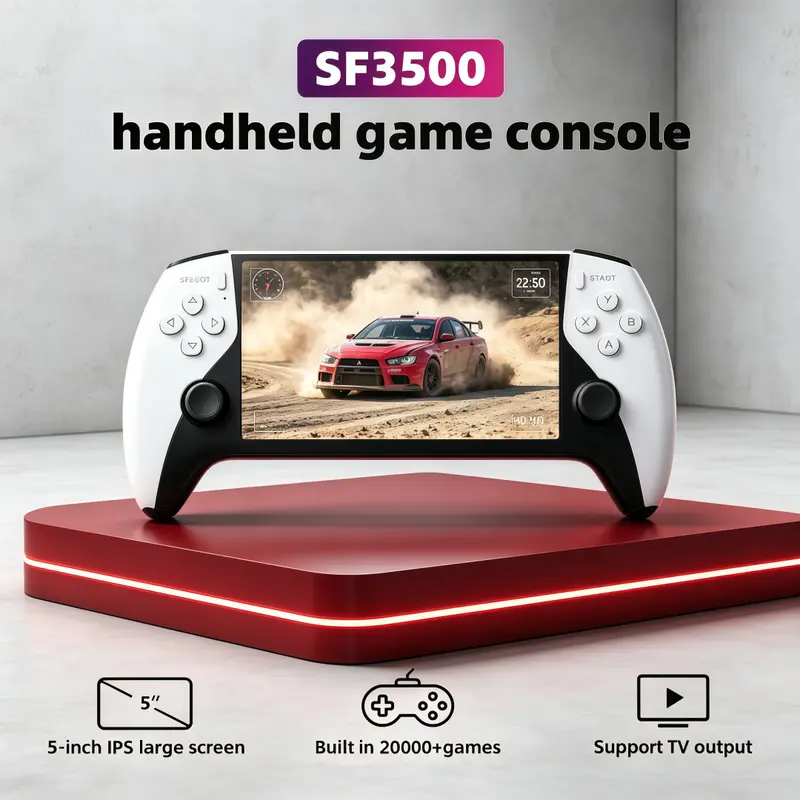 SF3500 Retro Handheld Arcade Game Console - 5.1-in HD IPS Display, 20000+ Preloaded Classic Games, 14+ Emulators, TV Output, Cable & Wireless Support, Interactive Multiplayer Gaming, ABS Plastic Device, Kids' Birthday Holiday Gift