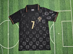 Portugal Mens Soccer Jersey Playera de Portugal Male Football Shirt with Team Logo Red Wavy Design