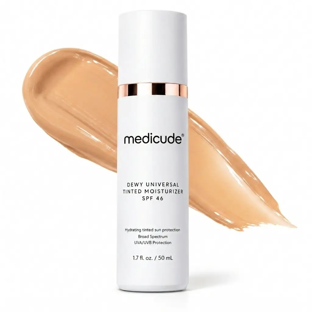 QUARXERY Tinted SPF 46 Facial Sunscreen - Hydrating Moisturizer with Niacinamide, Hyaluronic Acid, Lightweight Radiant Dewy Skin Tint, Daily UV + Shine Protection, Natural Coverage Makeup Base for All Skin Tones, Hydrate, Moisture