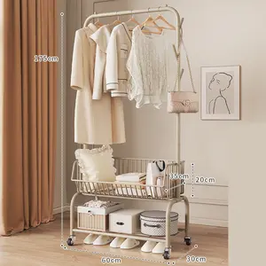 Heavy Duty Metal Garment Rack, Mobile Clothes Rack with 4 Wheels, with Storage Shelf And Side Hooks, Stable, for Living Room, Foyer, Bedroom, Easy to Move