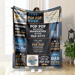 Pop Pop Quotes Flannel Blanket Grandpa Appreciation Typography Print Design Soft Warm Cozy Durable Throw Perfect for Sofa Bedroom Living Room Father’s Day Anniversary Gift summerwins Summervibes, dealsforyou, midyearsale, restock, dealsforyoudays, DFYD