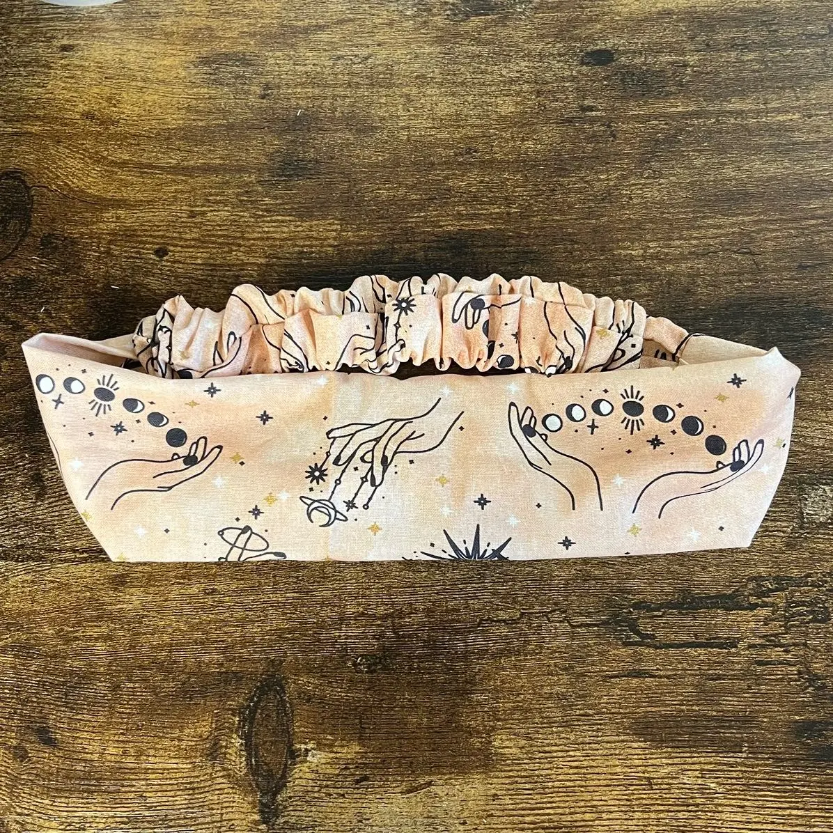 Witchy Celestial Hands on Pale Pink Peach Fabric Headband