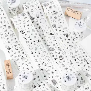 Mini Doodle Series Theme Tape Roll/bag, Origami Paper Material, Handmade Journal Supplies Water Bottle Decorative Stickers