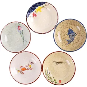 Retro Porcelain Side Dish Ceramic Side Dishes Bowl Seasoning Dishes Soy Dipping Sauce Dishes - Set of 5