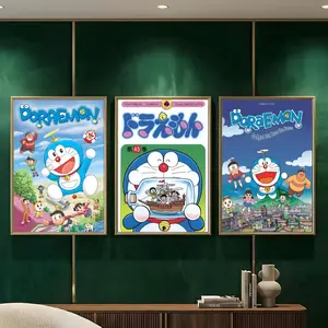 Doraemon Painting Calligraphy HD Heavy-Duty Waterproof Wrinkle-Resistant Canvas Print – Tool-Free Durable Hides Wall Flaws & Boosts Style for Living Rooms Bathrooms