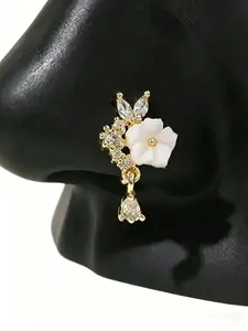 French Romantic Flower Nose Clip, No Piercing Jewelry, Unisex Casual Style, High-End Versatile Design, All Seasons Wear, Wearable Jewelry