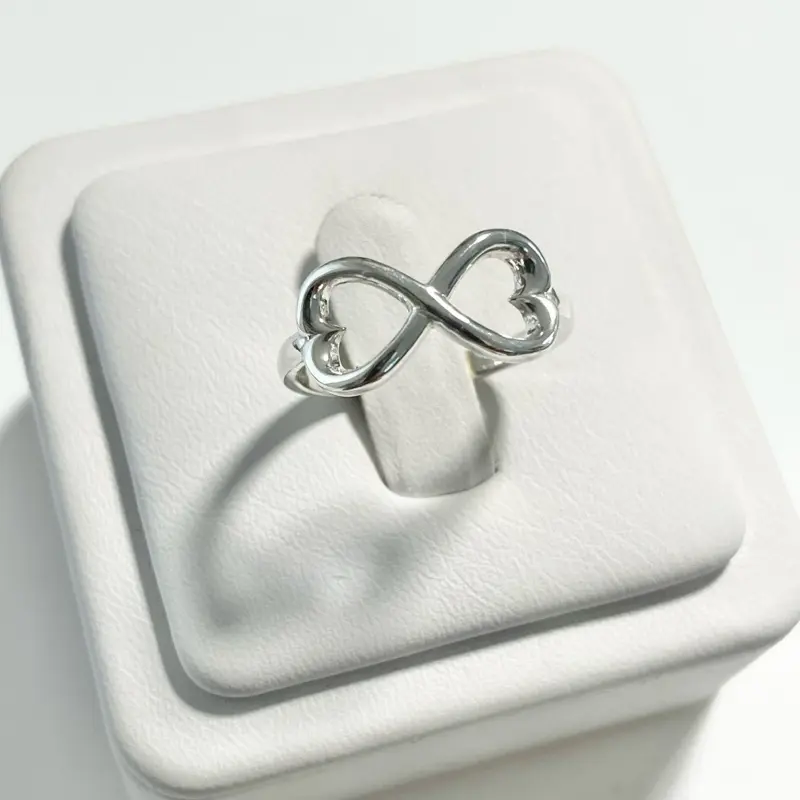Sterling Silver 925 Infinity Heart Plain Ring Love Jewelry