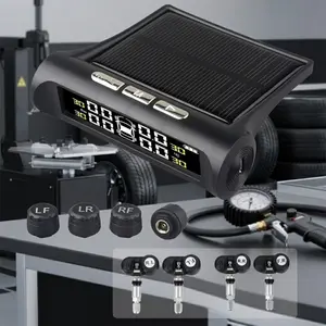 Smart Solar TpMS Kit with USB-C & LCD Display | Real-Time Tire Pressure/Temperature Monitor | Auto Safety Alarm | Internal/External Sensors for Car, Truck, SUV Vehicle Safety